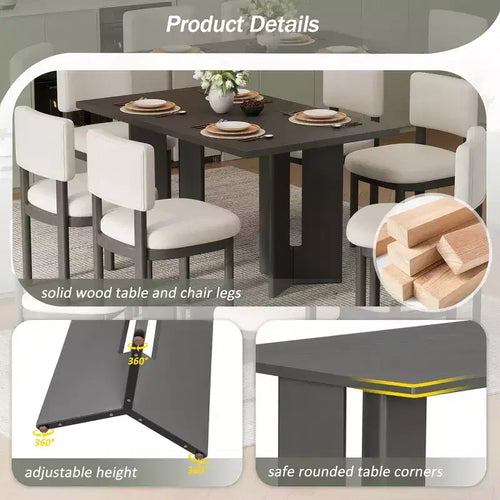 Tavolo da pranzo rettangolare da 152 cm stile rustico con gambe intagliate, effetto legno lavato grigio/naturale, 6 posti
