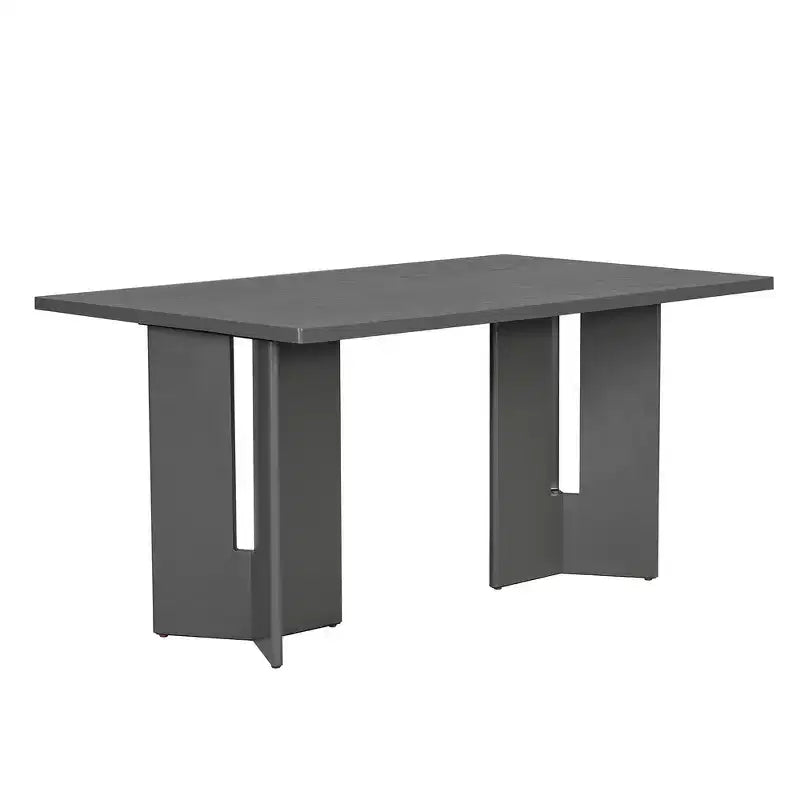 Tavolo da pranzo rettangolare da 152 cm stile rustico con gambe intagliate, effetto legno lavato grigio/naturale, 6 posti