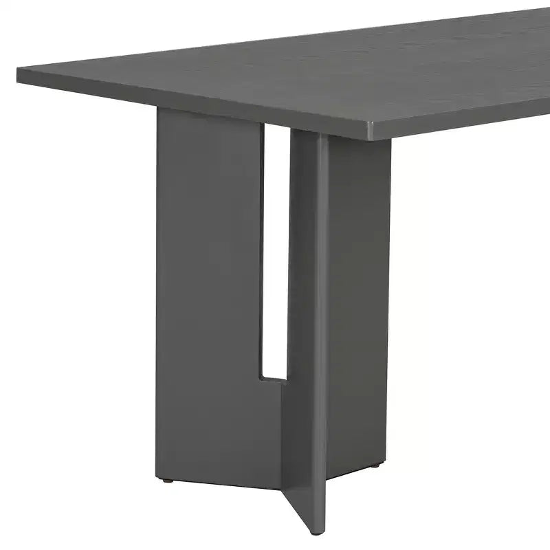 Tavolo da pranzo rettangolare da 152 cm stile rustico con gambe intagliate, effetto legno lavato grigio/naturale, 6 posti