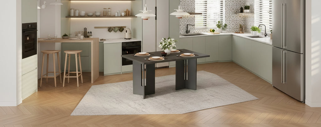 Whisen 60 Rectangular Dining Table, Farmhouse Wood Dining Table with Cutout Table Legs