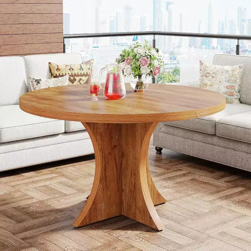 Tavolo da pranzo rotondo marrone, diametro 119 cm, per 4-6 persone
