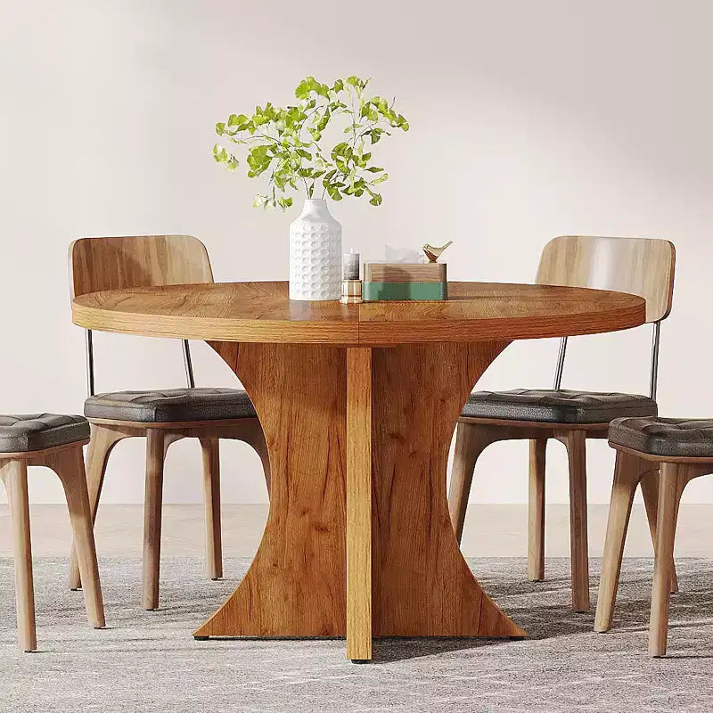 Tavolo da pranzo rotondo marrone, diametro 119 cm, per 4-6 persone