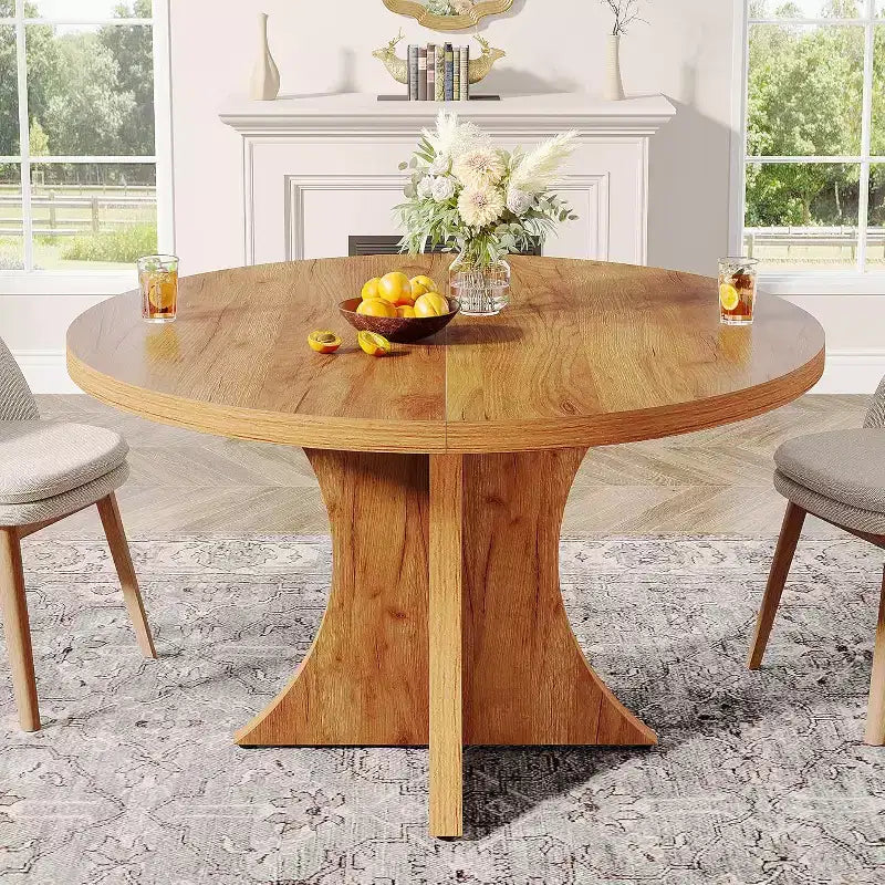 Tavolo da pranzo rotondo marrone, diametro 119 cm, per 4-6 persone