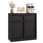 Credenza a buffet con venature del legno marrone, 4 cassetti e 2 ante, larga 158,5 cm, per 1 stanza