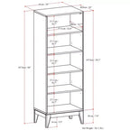 Libreria a 5 Ripiani Marrone Noce Scuro in Stile Mid-Century Moderno, 61 cm, per Adulti