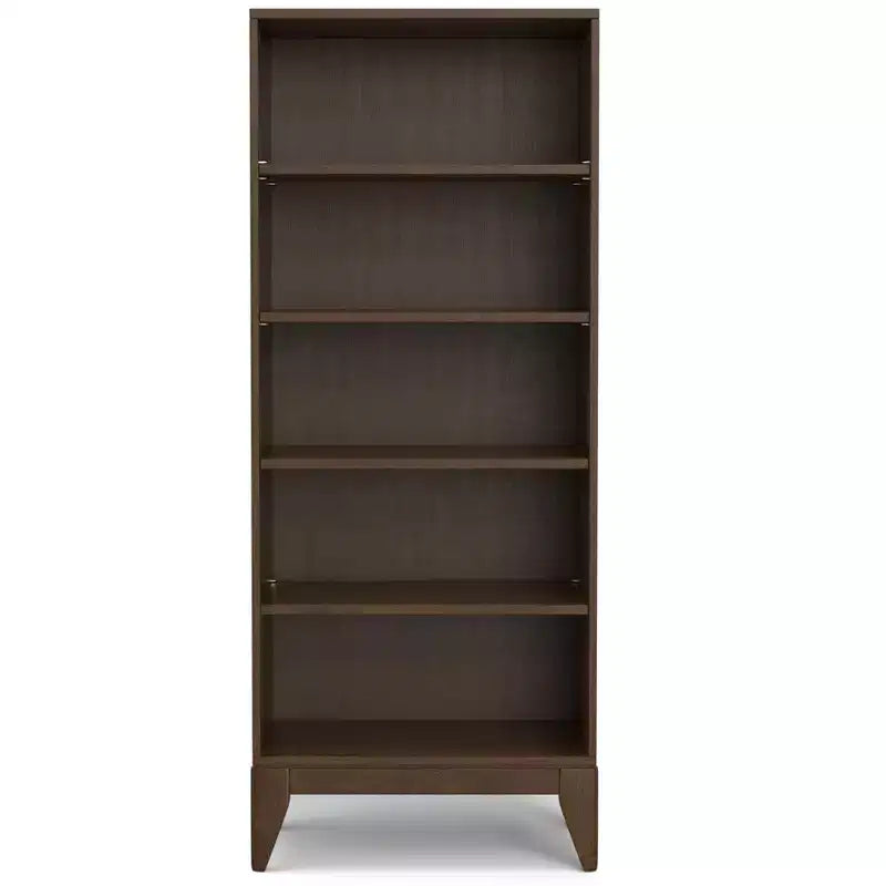 Libreria a 5 Ripiani Marrone Noce Scuro in Stile Mid-Century Moderno, 61 cm, per Adulti