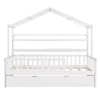 Struttura Letto a Casetta per Bambini con Letto Estraibile, Una Piazza e Mezza/Matrimoniale, 1-2 Bambini