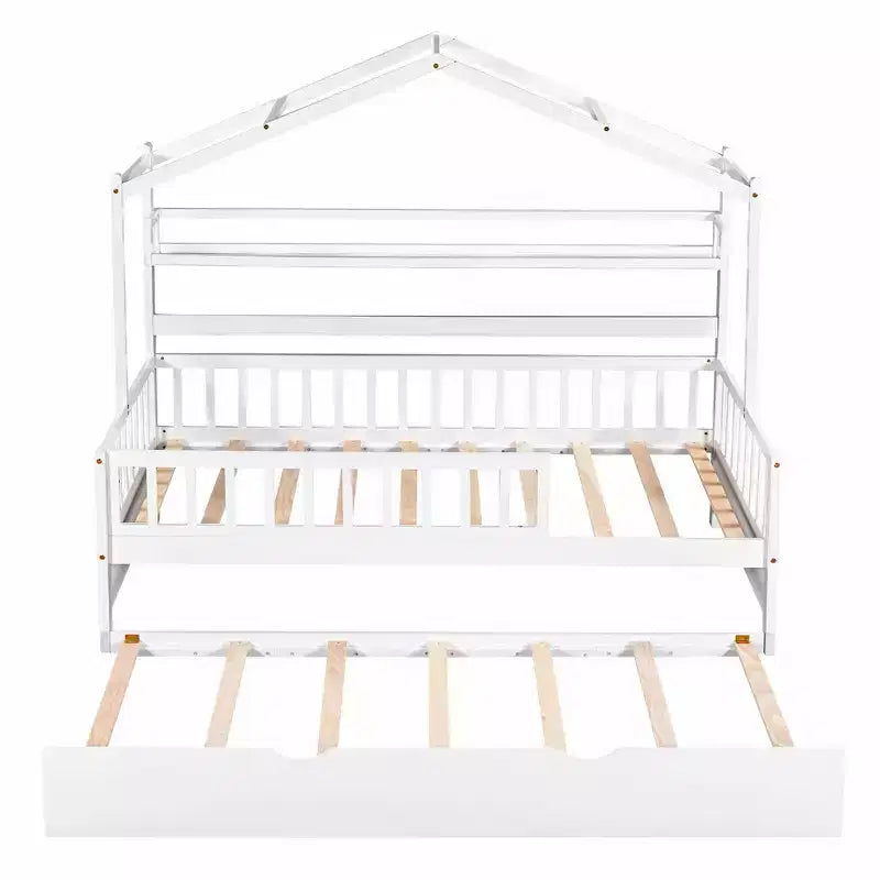 Struttura Letto a Casetta per Bambini con Letto Estraibile, Una Piazza e Mezza/Matrimoniale, 1-2 Bambini