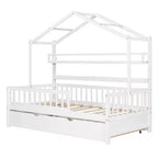 Struttura Letto a Casetta per Bambini con Letto Estraibile, Una Piazza e Mezza/Matrimoniale, 1-2 Bambini