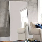 Specchio da terra a figura intera con cornice in metallo nero, 71x32 pollici, 1 persona