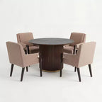 Moderno Set da Pranzo Rotondo da 5 Pezzi con Poltrone Imbottite, 4 Posti