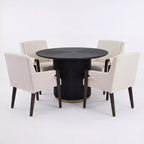 Moderno Set da Pranzo Rotondo da 5 Pezzi con Poltrone Imbottite, 4 Posti