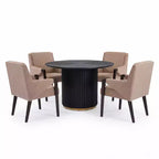 Moderno Set da Pranzo Rotondo da 5 Pezzi con Poltrone Imbottite, 4 Posti