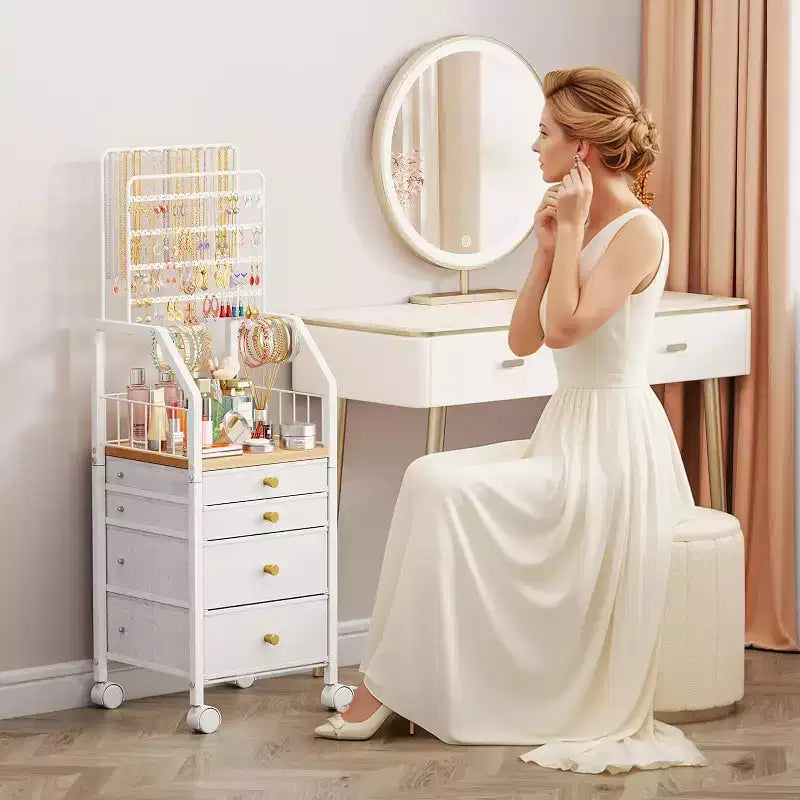 Espositore per gioielli multi-livello bianco con cassetti per uso individuale