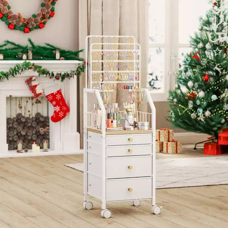 Espositore per gioielli multi-livello bianco con cassetti per uso individuale