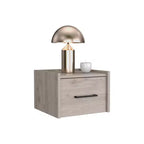 Comodino Galleggiante con un Cassetto, Legno Grigio, Singolo