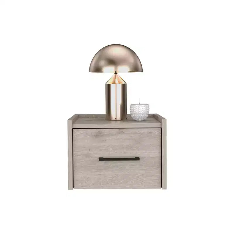 Comodino Galleggiante con un Cassetto, Legno Grigio, Singolo