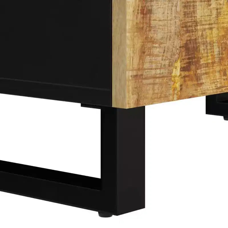 Mobile lavabo da bagno marrone in legno massello di mango con 2 scomparti