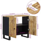 Mobile lavabo da bagno marrone in legno massello di mango con 2 scomparti