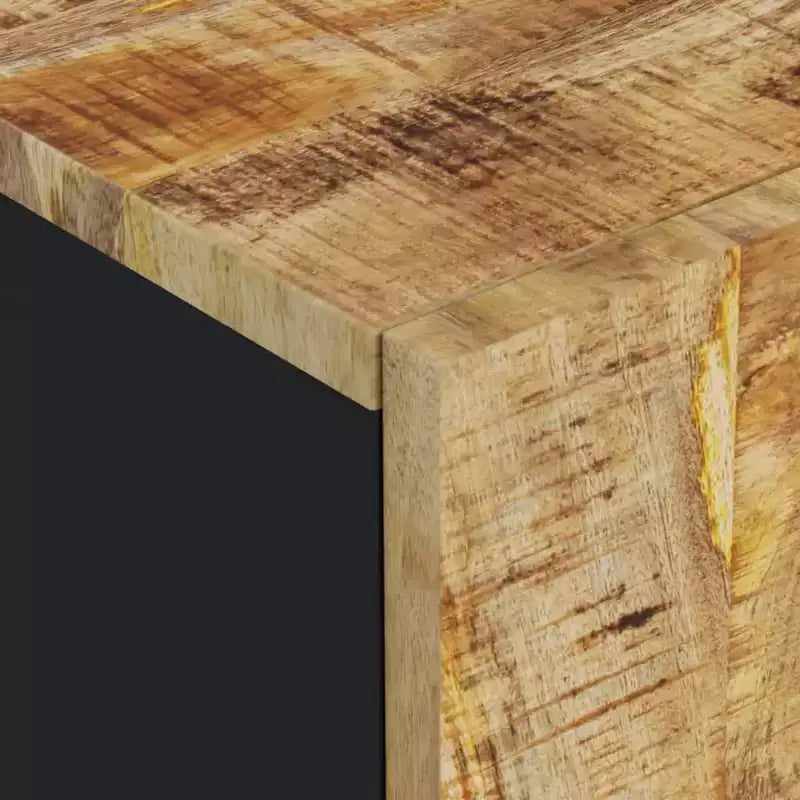 Mobile lavabo da bagno marrone in legno massello di mango con 2 scomparti