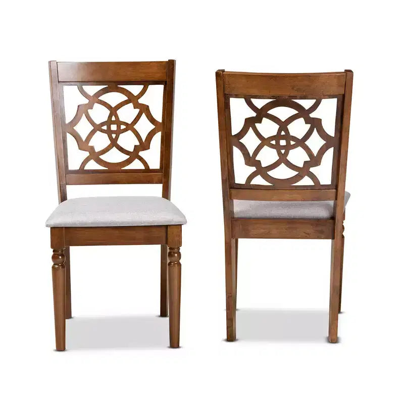 Sedie da Pranzo Imbottite Grigie e Noce Scuro, Set da 2