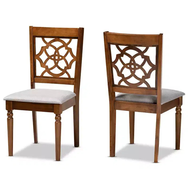 Sedie da Pranzo Imbottite Grigie e Noce Scuro, Set da 2