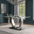 HOMES: Inside + Out Tavolo da pranzo Langton con piano in vetro Argento/Nero: Base moderna a piedistallo, 6 posti, Finitura satinata