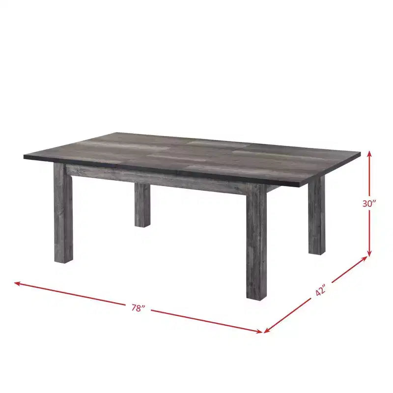 Set da pranzo allungabile quadrato in rovere grigio, 5 pezzi, per 4-6 persone