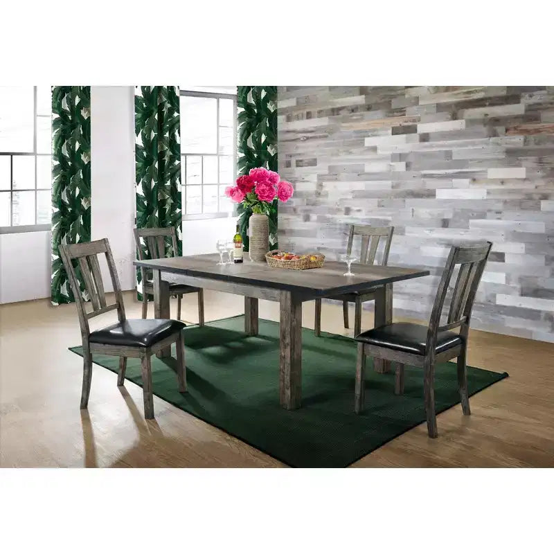 Set da pranzo allungabile quadrato in rovere grigio, 5 pezzi, per 4-6 persone