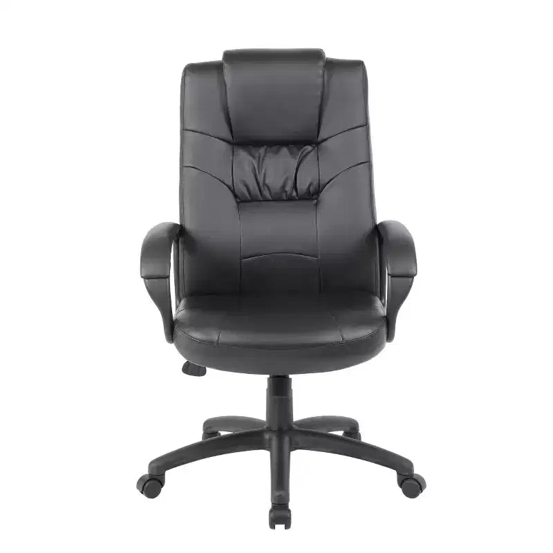 Sedia da ufficio direzionale alta in pelle Plus nera - Boss Office Products: ergonomica, girevole, regolabile in altezza, con struttura in metallo