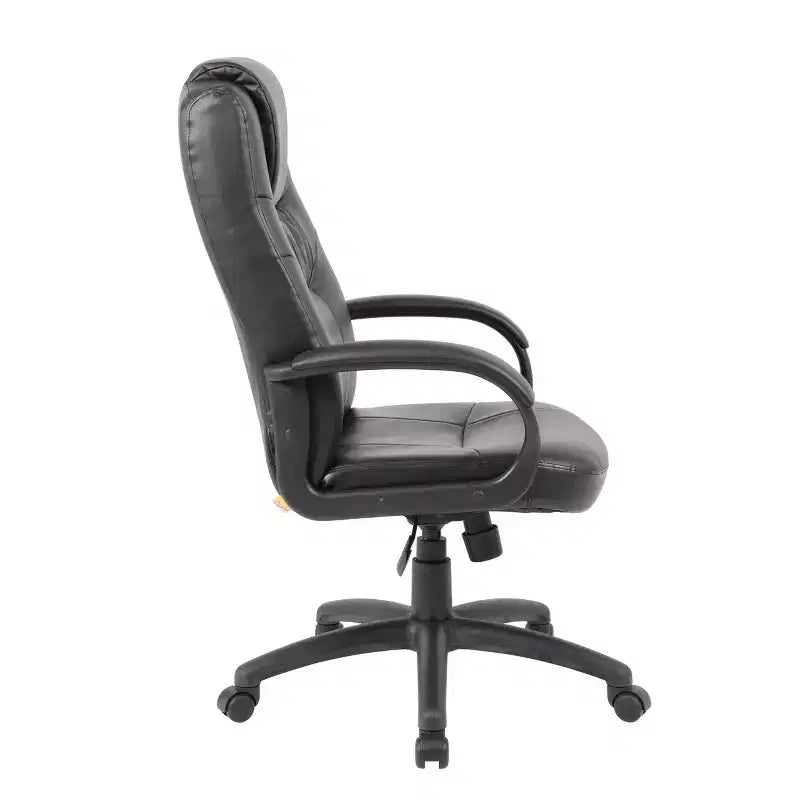 Sedia da ufficio direzionale alta in pelle Plus nera - Boss Office Products: ergonomica, girevole, regolabile in altezza, con struttura in metallo