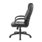 Sedia da ufficio direzionale alta in pelle Plus nera - Boss Office Products: ergonomica, girevole, regolabile in altezza, con struttura in metallo