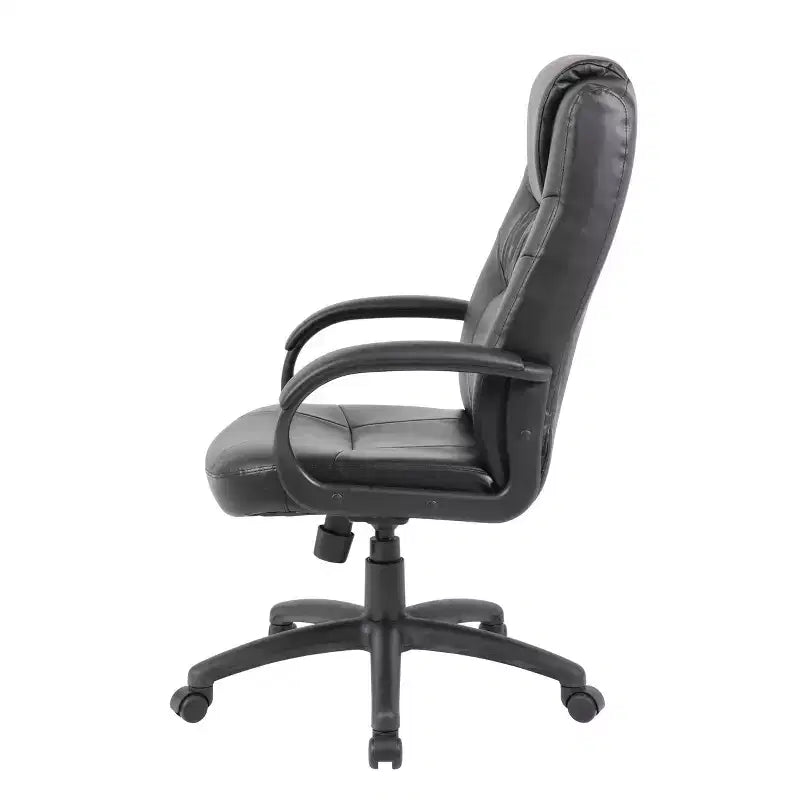 Sedia da ufficio direzionale alta in pelle Plus nera - Boss Office Products: ergonomica, girevole, regolabile in altezza, con struttura in metallo
