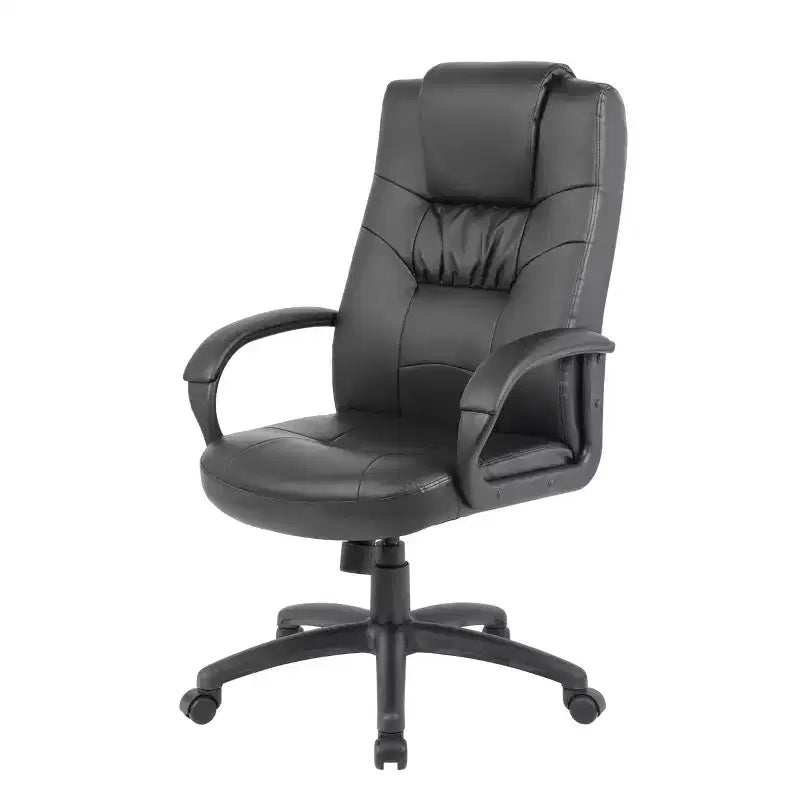 Sedia da ufficio direzionale alta in pelle Plus nera - Boss Office Products: ergonomica, girevole, regolabile in altezza, con struttura in metallo