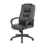 Sedia da ufficio direzionale alta in pelle Plus nera - Boss Office Products: ergonomica, girevole, regolabile in altezza, con struttura in metallo