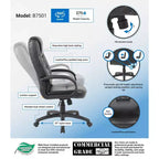 Sedia da ufficio direzionale alta in pelle Plus nera - Boss Office Products: ergonomica, girevole, regolabile in altezza, con struttura in metallo