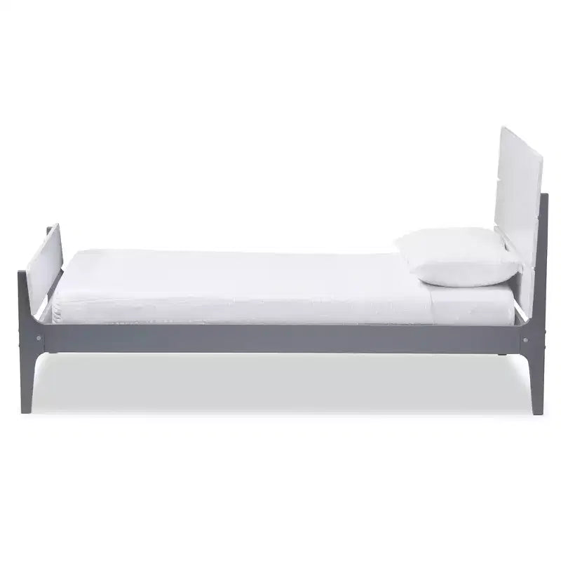 Letto a piattaforma a doghe in stile Missione Bianco/Grigio – Singolo (1 persona)