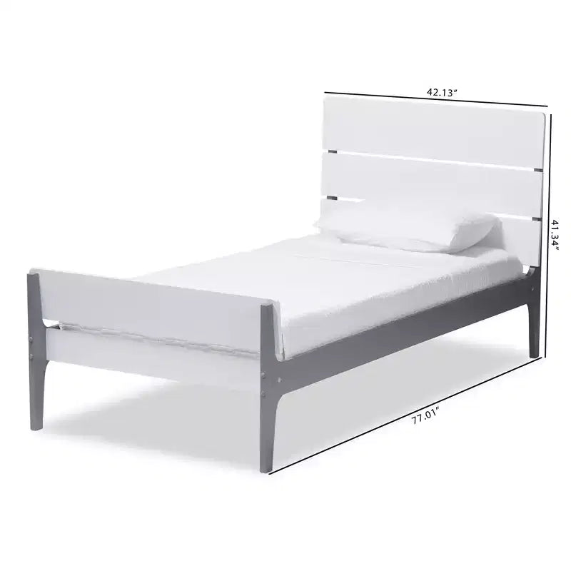 Letto a piattaforma a doghe in stile Missione Bianco/Grigio – Singolo (1 persona)