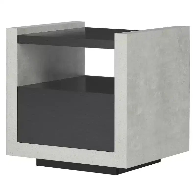 24/7 Shop At Home Briggin Industrial End Table Black: Storage Shelf, Metal Glides, MDF Frame