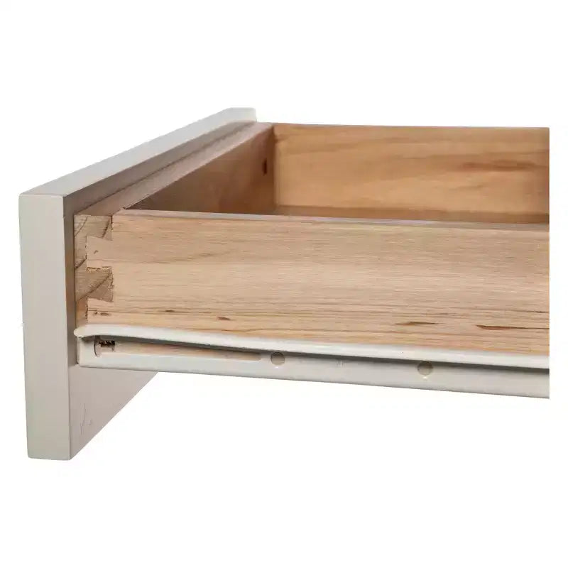 Tavolino Comodino Quadrato Bianco con 1 Cassetto e Piano in Legno Naturale