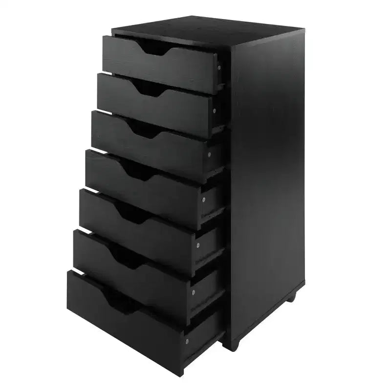 Mobiletto a 7 cassetti con rotelle, nero e bianco