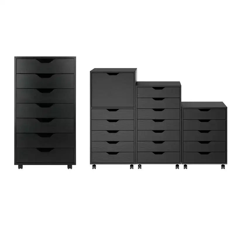 Mobiletto a 7 cassetti con rotelle, nero e bianco