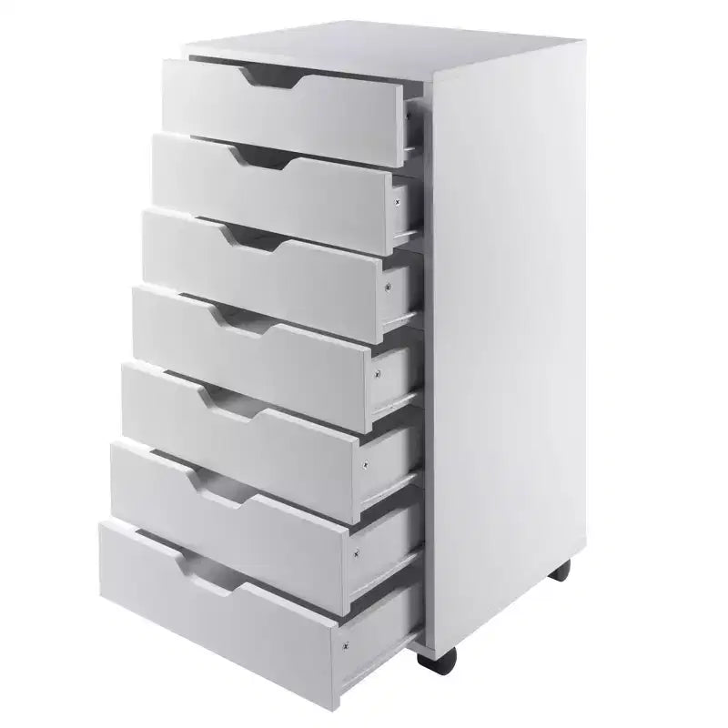 Mobiletto a 7 cassetti con rotelle, nero e bianco