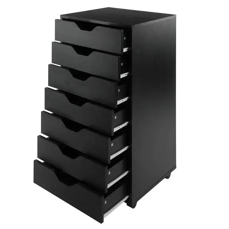 Mobiletto a 7 cassetti con rotelle, nero e bianco