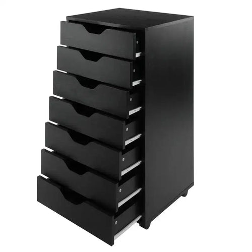 Mobiletto a 7 cassetti con rotelle, nero e bianco