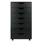 Mobiletto a 7 cassetti con rotelle, nero e bianco