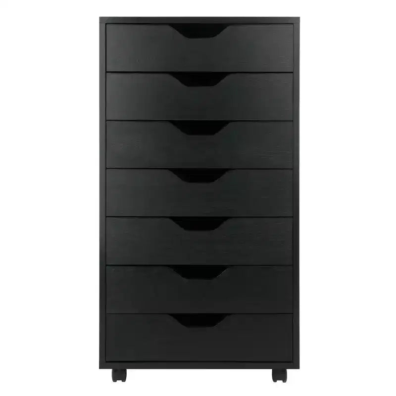 Mobiletto a 7 cassetti con rotelle, nero e bianco
