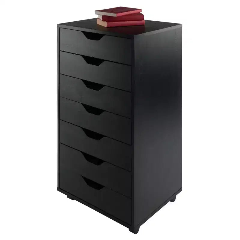 Mobiletto a 7 cassetti con rotelle, nero e bianco