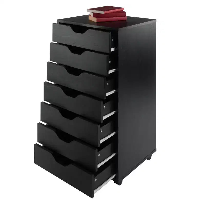 Mobiletto a 7 cassetti con rotelle, nero e bianco