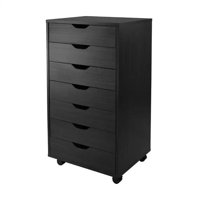 Mobiletto a 7 cassetti con rotelle, nero e bianco